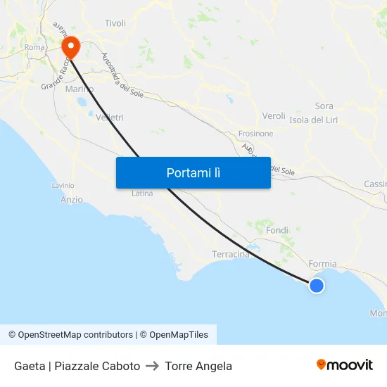 Gaeta | Piazzale Caboto to Torre Angela map