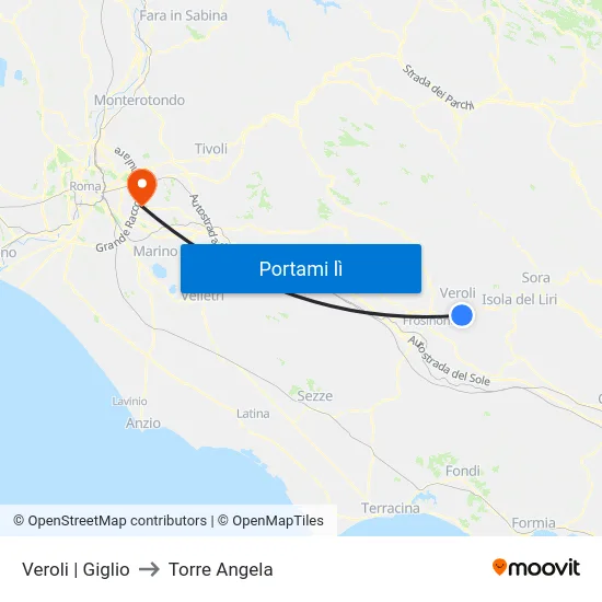 Veroli | Giglio to Torre Angela map