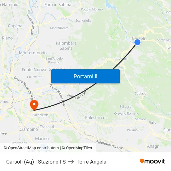 Carsoli (Aq) | Stazione FS to Torre Angela map