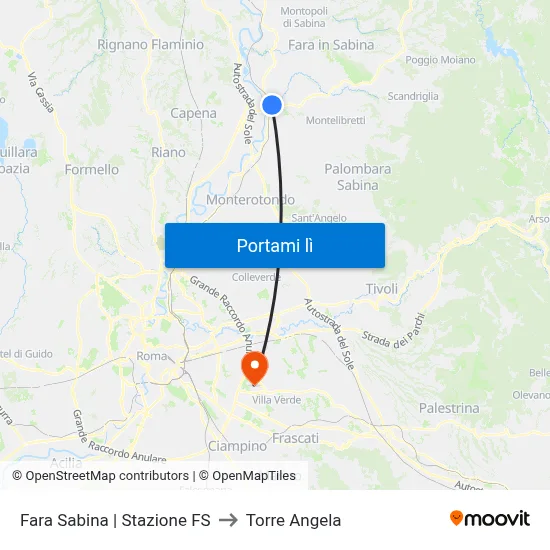 Fara Sabina | Stazione FS to Torre Angela map
