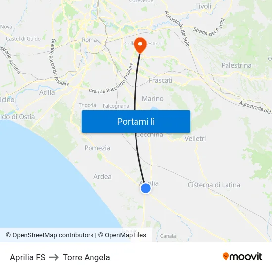 Aprilia FS to Torre Angela map