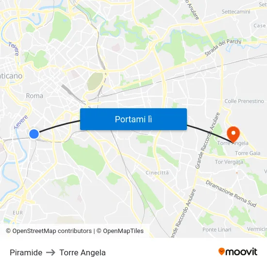 Piramide to Torre Angela map