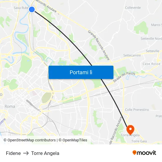 Fidene to Torre Angela map