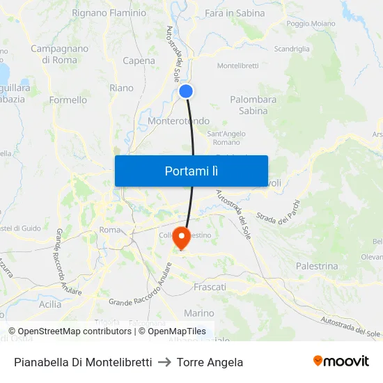 Pianabella Di Montelibretti to Torre Angela map