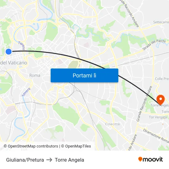 Giuliana/Pretura to Torre Angela map