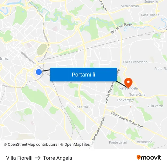 Villa Fiorelli to Torre Angela map