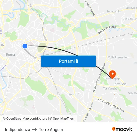 Indipendenza to Torre Angela map