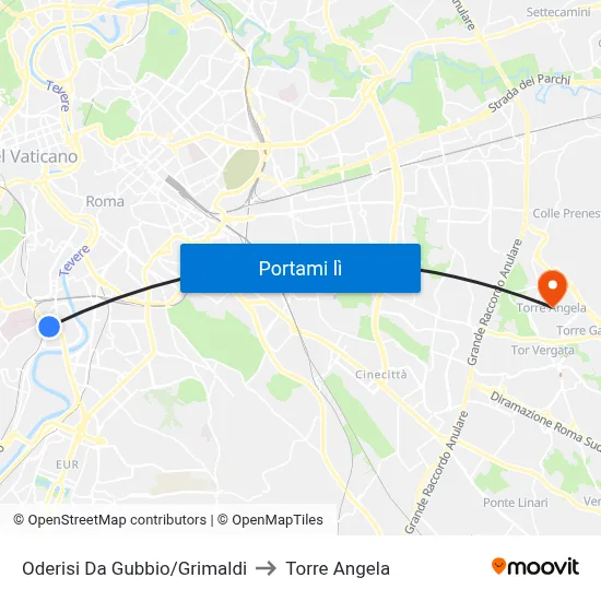 Oderisi Da Gubbio/Grimaldi to Torre Angela map