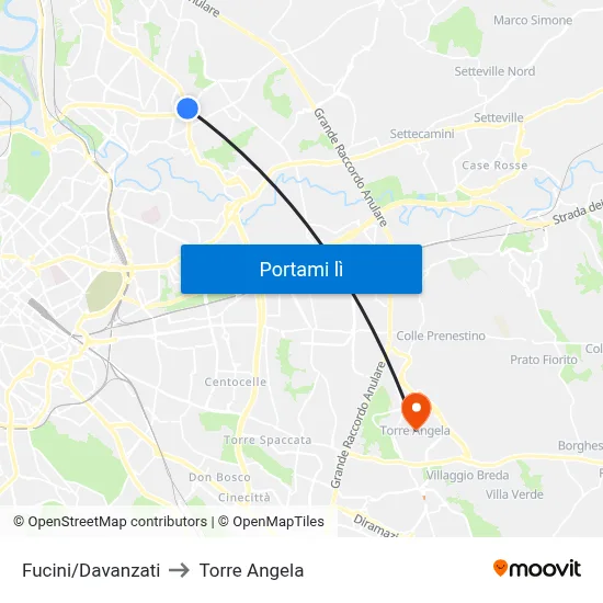 Fucini/Davanzati to Torre Angela map
