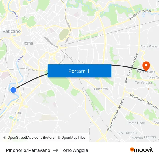 Pincherle/Parravano to Torre Angela map