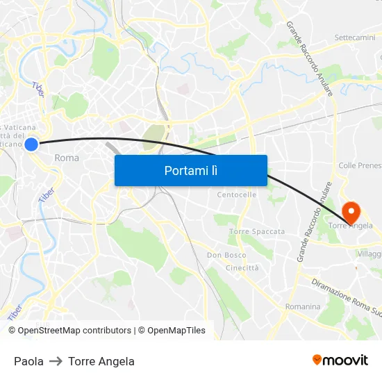 Paola to Torre Angela map