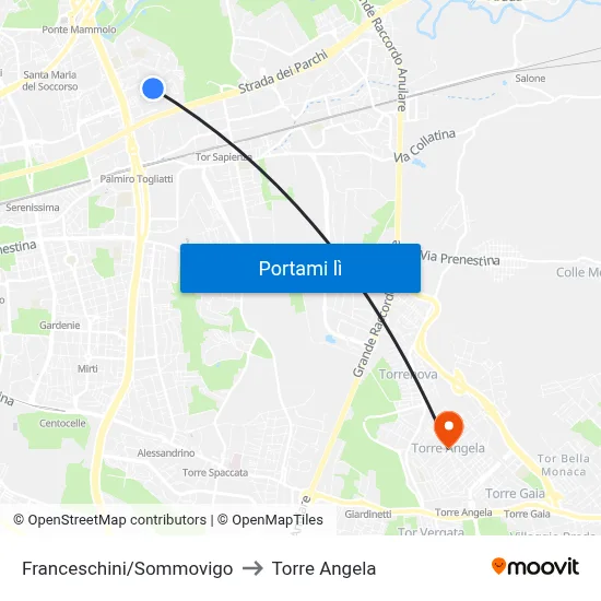 Franceschini/Sommovigo to Torre Angela map