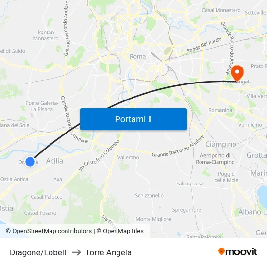 Dragone/Lobelli to Torre Angela map