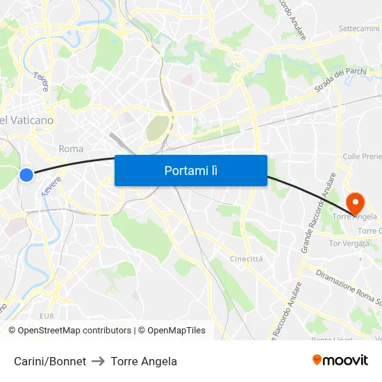 Carini/Bonnet to Torre Angela map