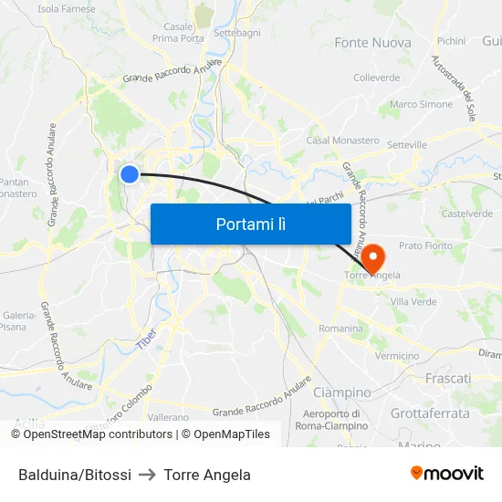 Balduina/Bitossi to Torre Angela map