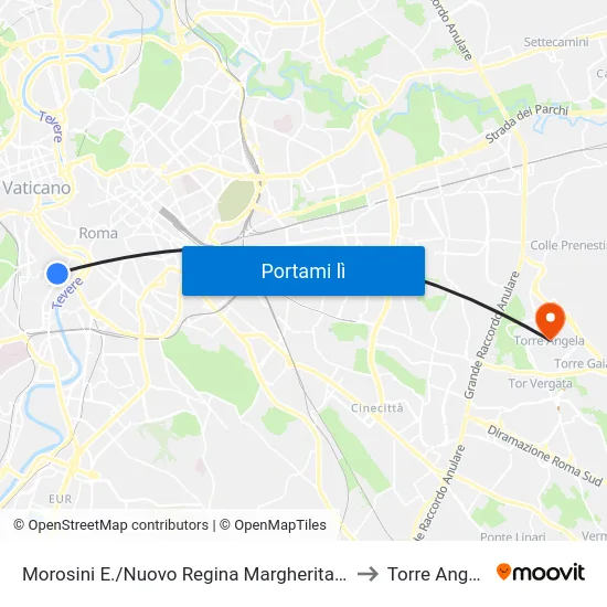 Morosini E./Nuovo Regina Margherita (H) to Torre Angela map