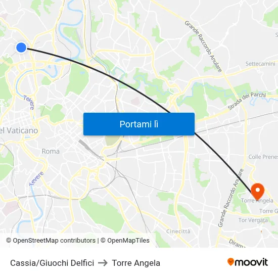 Cassia/Giuochi Delfici to Torre Angela map