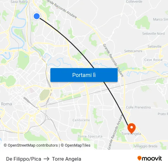 De Filippo/Pica to Torre Angela map