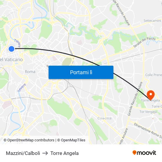 Mazzini/Calboli to Torre Angela map