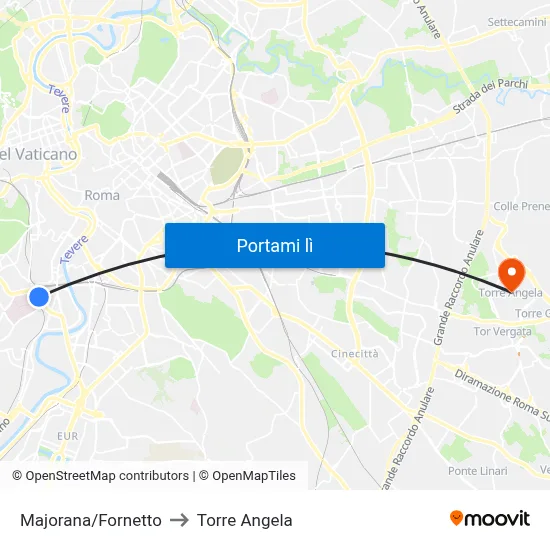 Majorana/Fornetto to Torre Angela map