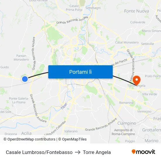 Casale Lumbroso/Fontebasso to Torre Angela map