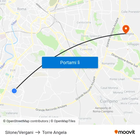 Silone/Vergani to Torre Angela map