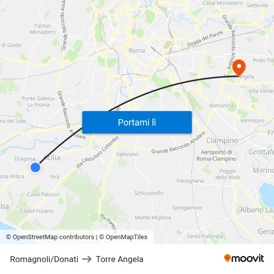 Romagnoli/Donati to Torre Angela map