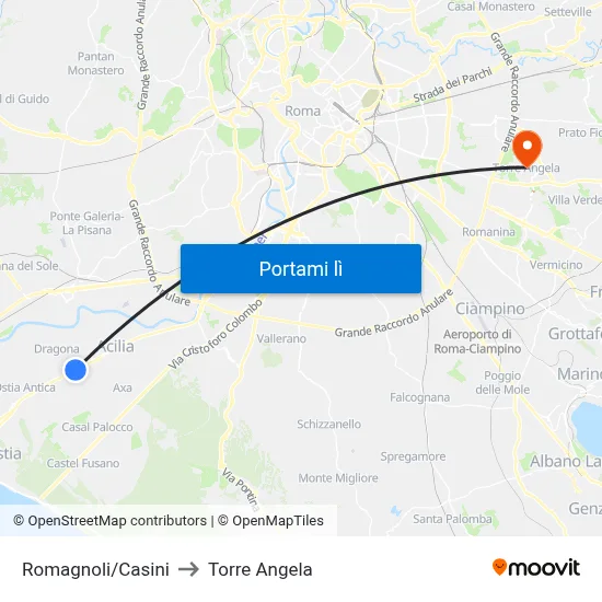 Romagnoli/Casini to Torre Angela map