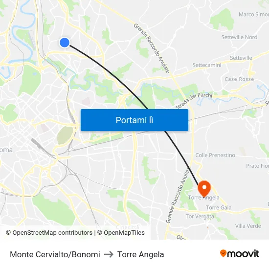 Monte Cervialto/Bonomi to Torre Angela map