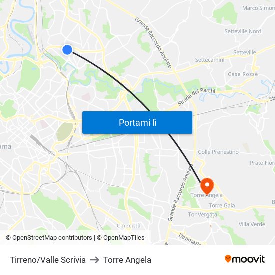 Tirreno/Valle Scrivia to Torre Angela map