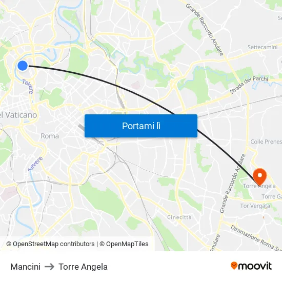 Mancini to Torre Angela map