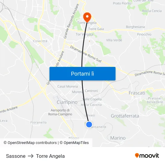 Sassone to Torre Angela map