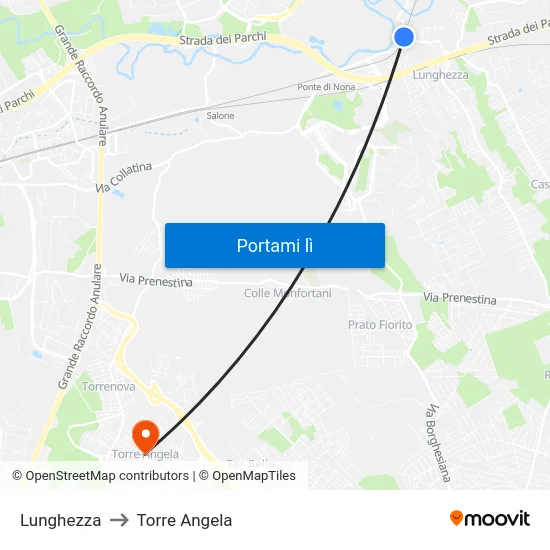 Lunghezza to Torre Angela map