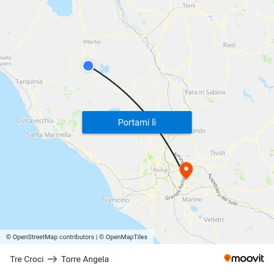 Tre Croci to Torre Angela map