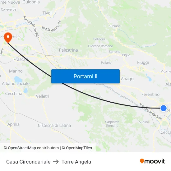 Casa Circondariale to Torre Angela map