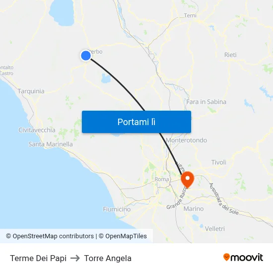 Terme Dei Papi to Torre Angela map