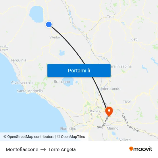 Montefiascone to Torre Angela map