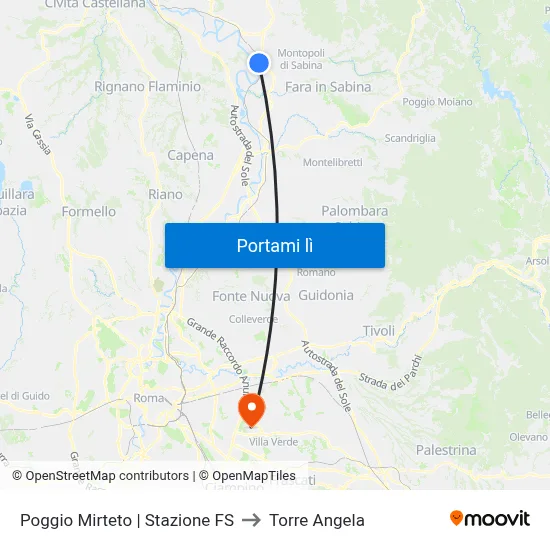 Poggio Mirteto | Stazione FS to Torre Angela map
