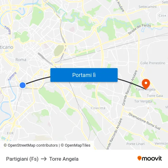 Partigiani (Fs) to Torre Angela map