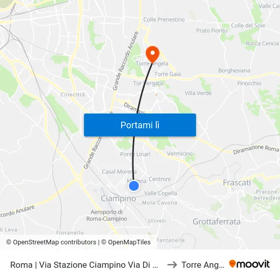 Roma | Via Stazione Ciampino Via Di Morena to Torre Angela map
