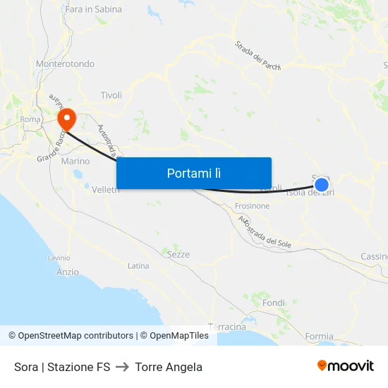 Sora | Stazione FS to Torre Angela map