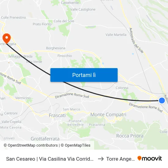 San Cesareo | Via Casilina Via Corridoni to Torre Angela map
