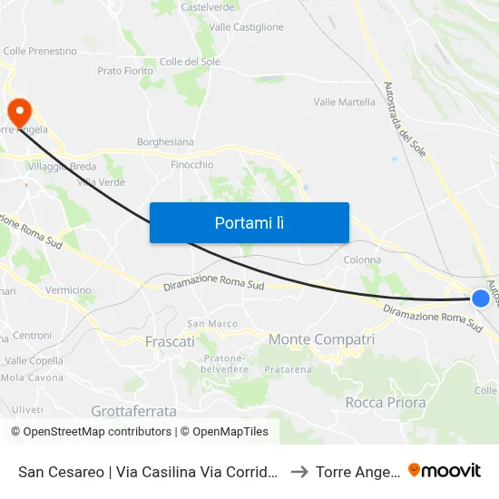 San Cesareo | Via Casilina Via Corridoni to Torre Angela map