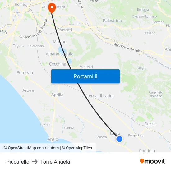 Piccarello to Torre Angela map