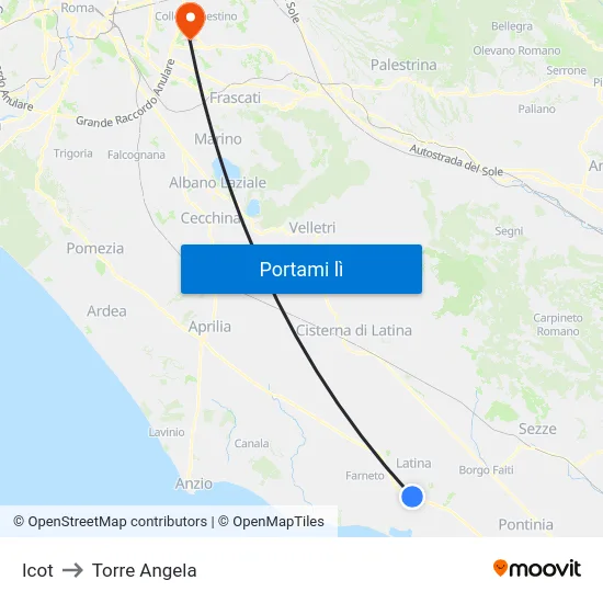 Icot to Torre Angela map