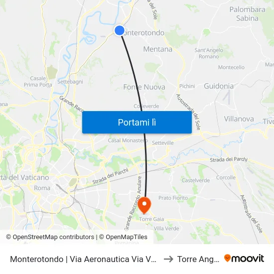 Monterotondo | Via Aeronautica Via Vulcano to Torre Angela map