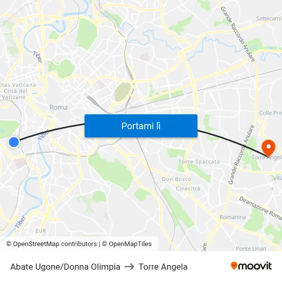 Abate Ugone/Donna Olimpia to Torre Angela map