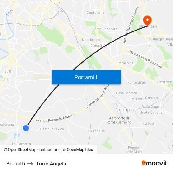 Brunetti to Torre Angela map