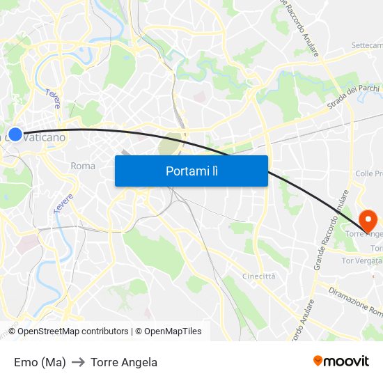 Emo (Ma) to Torre Angela map