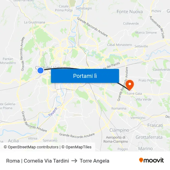 Roma | Cornelia Via Tardini to Torre Angela map